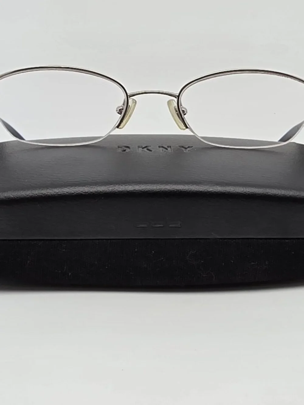 DKNY DY5514 1002 Silver Black Semi Rimless Eyeglasses Frame w/ Case 49-19-130